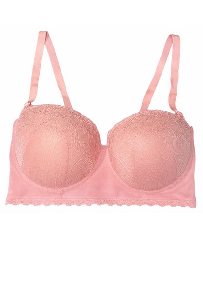 Pink bra on a white background
