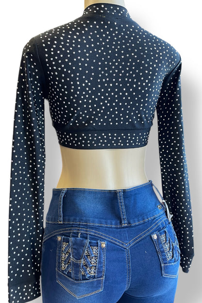 Long Sleeve Studded Zipper Top