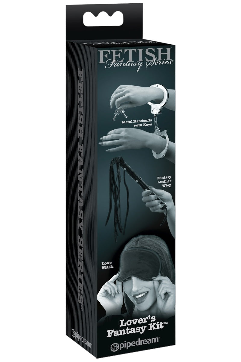Product packaging for 'Lover's Fantasy Kit' from Fetish Fantasy Series by Pipedream on a white background.