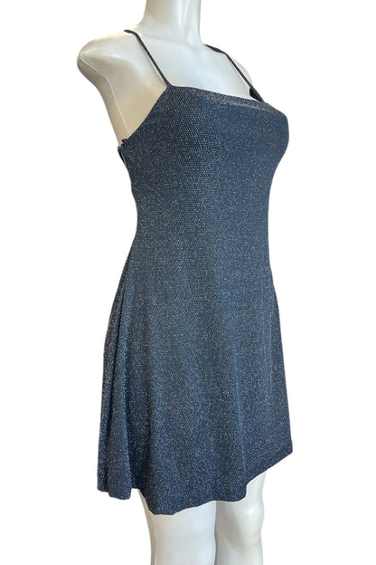 Lurex Crossed Back  A Line Mini Dress