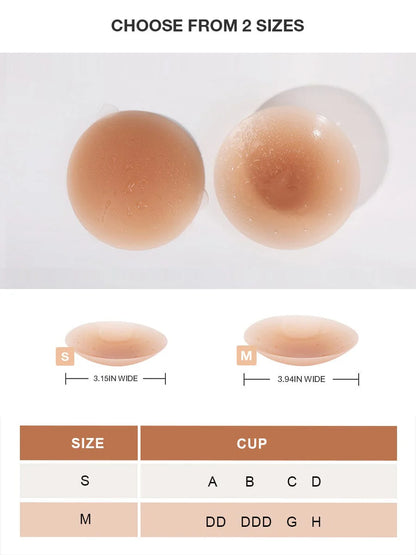 Nipple Cover cup size chart with two sizes labeled S and M on a white background.