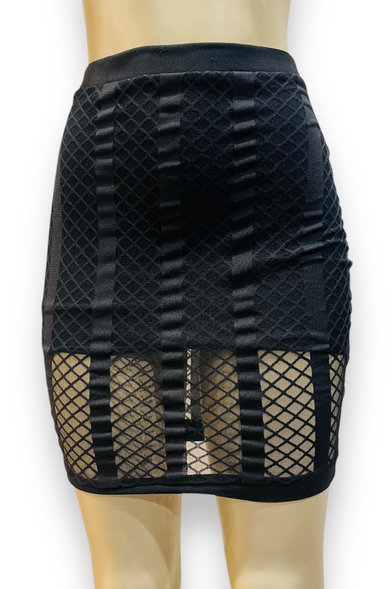 Mesh Fishnet Mini Skirt