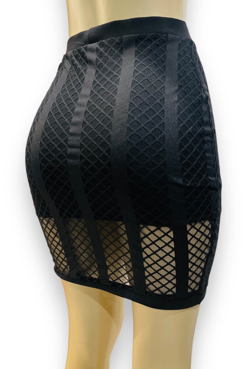 Mesh Fishnet Mini Skirt