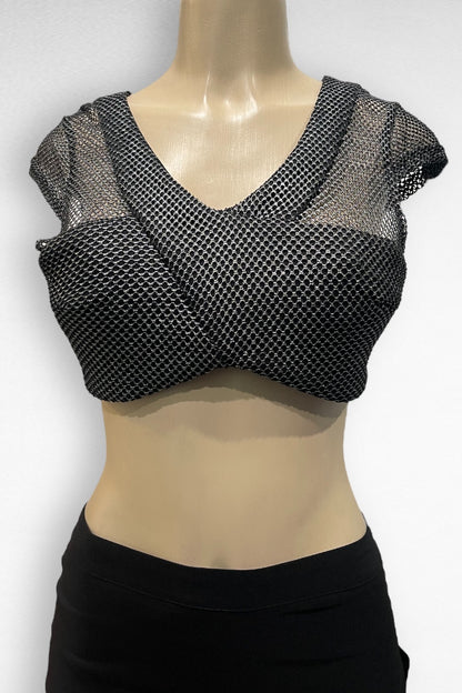 Metallic Fishnet Crop Top