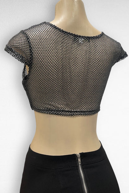 Metallic Fishnet Crop Top