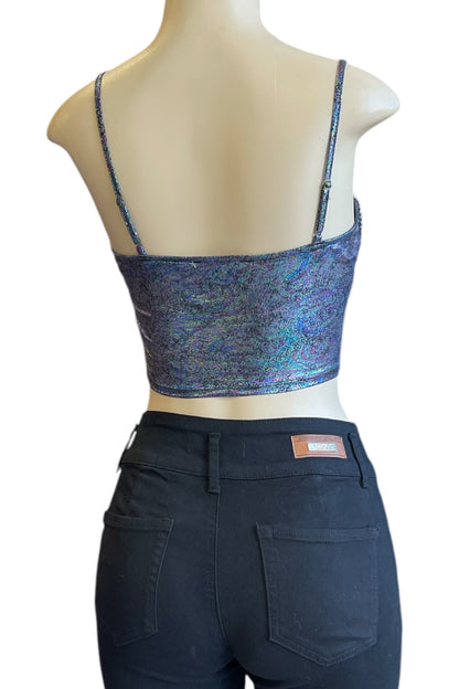 Metallic Top with Rhinestone Fringes
