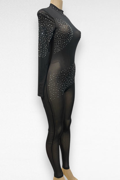 Midnight Studded Mesh Jumpsuit