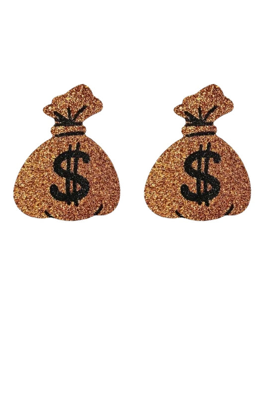 Money bag pasties with dollar sign on a white background