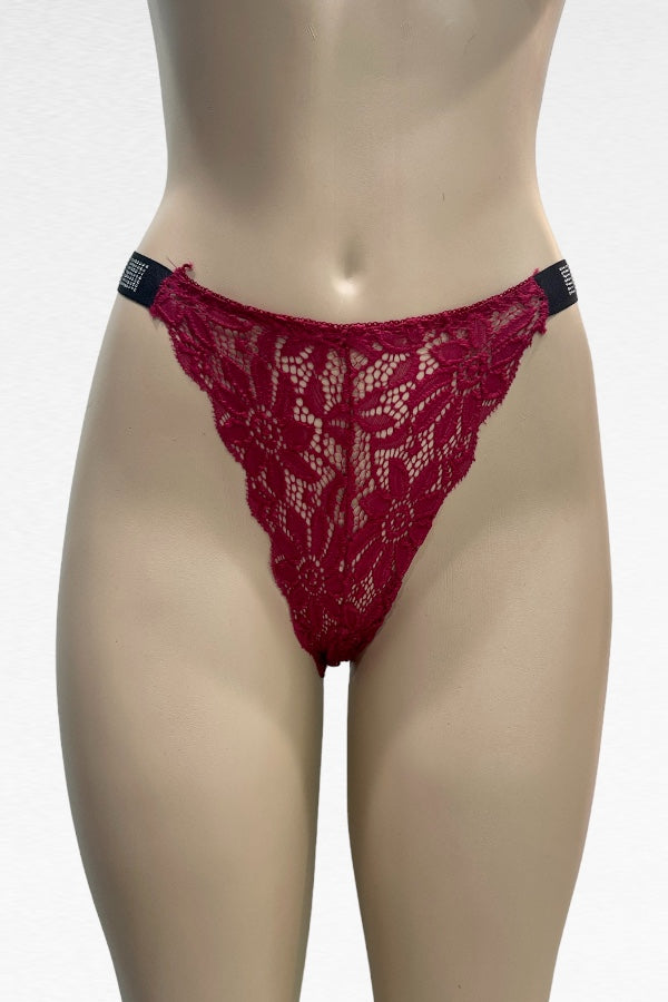 I Heart You Rhinestone Detail Lace Tanga Panty