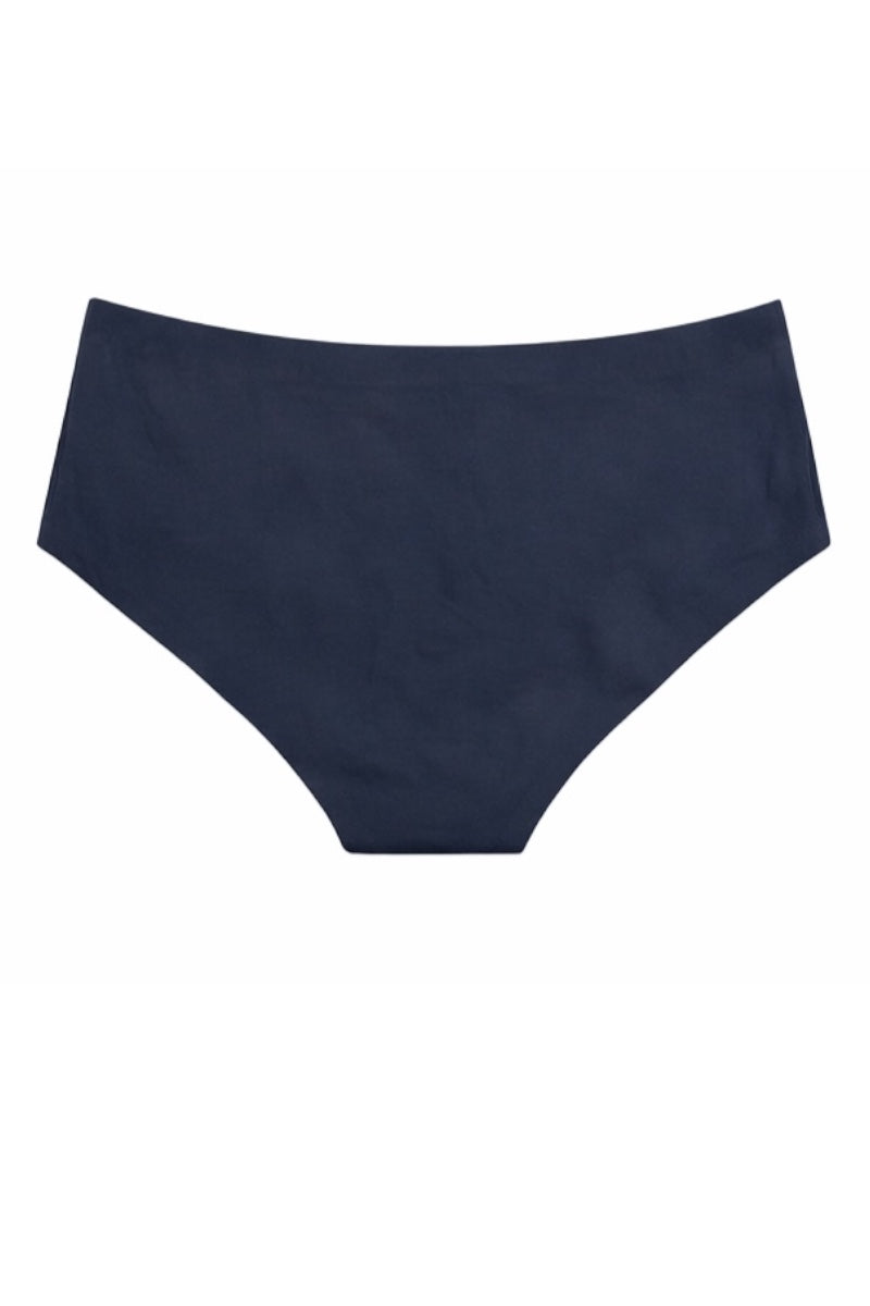Navy blue bikini bottom on a white background