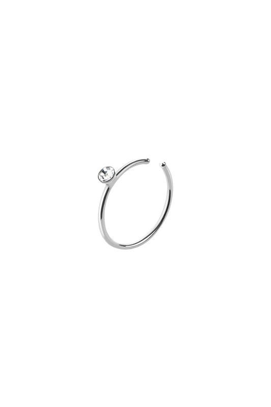Diamond Hoop Nose Ring - Silver