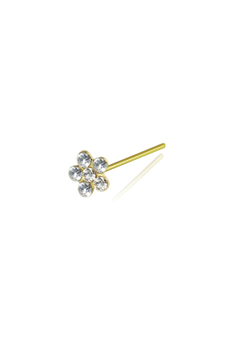 Flower Nose Ring - Straight - Gold