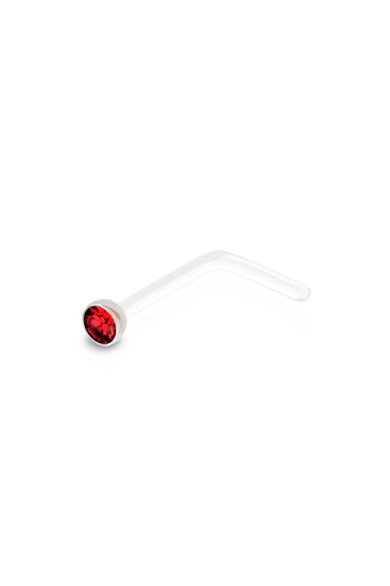 Diamond L Shaped Bio Flex Nose Ring - Red