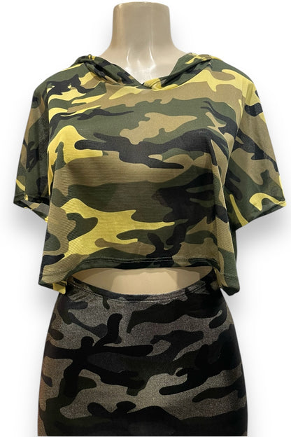 Oversized Mesh Hoodie Crop Top