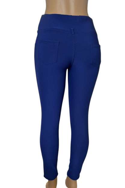 Blue leggings on a white background