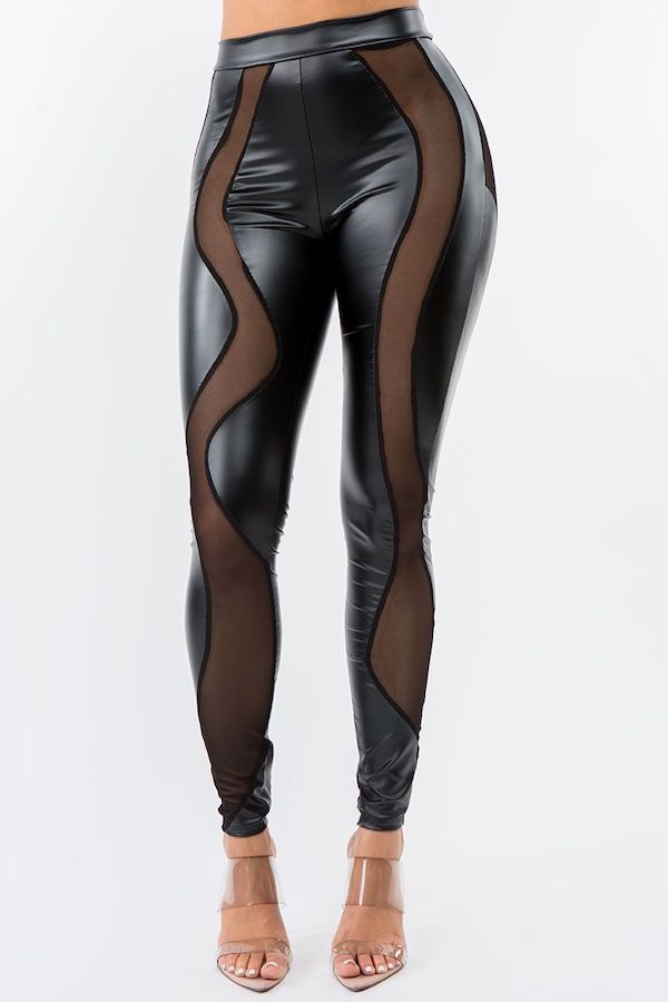 Inside Out Faux Leather & Mesh Leggings