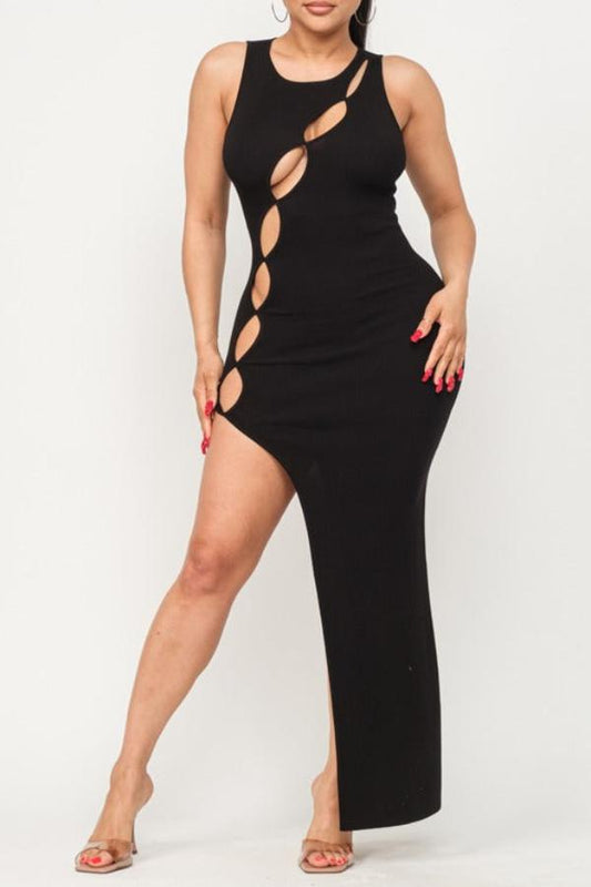 Across Cut-Out Mixi Slit Dress