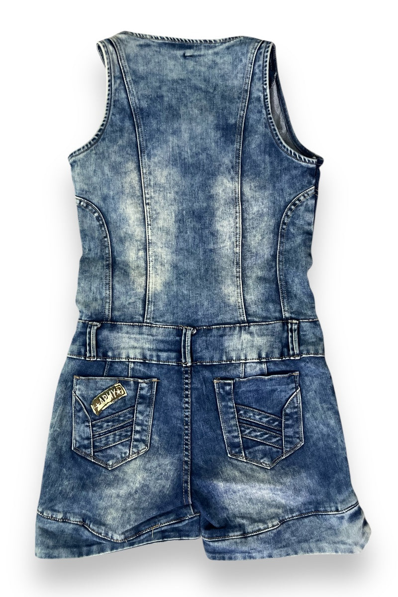 Patched Denim Romper