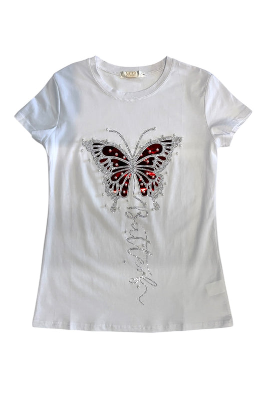 Pearl Butterfly Graphic Tee Shirt #2523