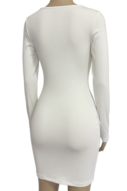 White long-sleeve dress on a white background