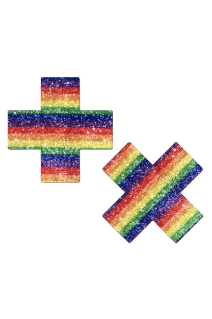Glitter Cross Pasties - Pastease - Rainbow