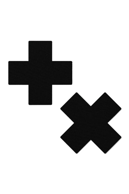 Solid Cross Nipple Pasties Pastease - Black