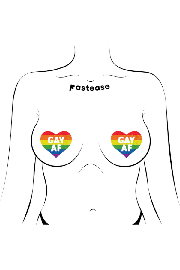 Rainbow 'GAY AF' Glitter Velvet Heart Pasties - Pastease