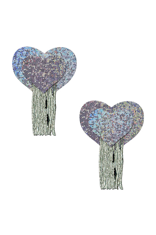 Glitter Hearts with Tassel Fringe Pasties - Pastease
