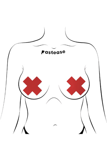 Solid Cross Nipple Pasties Pastease - Red