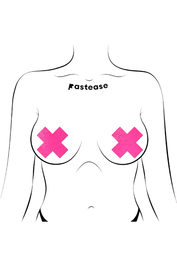 Neon Cross Nipple Pasties Pastease - Neon Pink