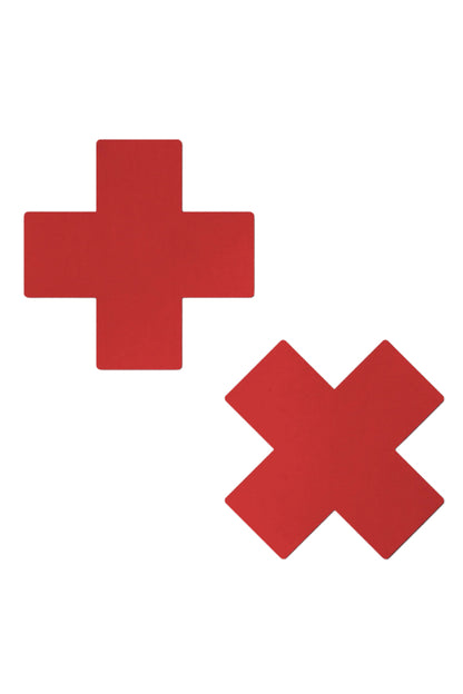 Solid Cross Nipple Pasties Pastease - Red