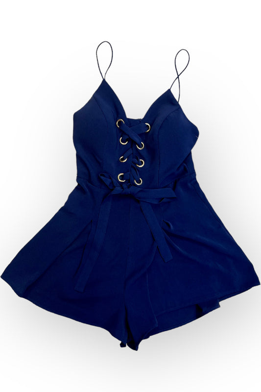 Chiffon Lace Up Romper