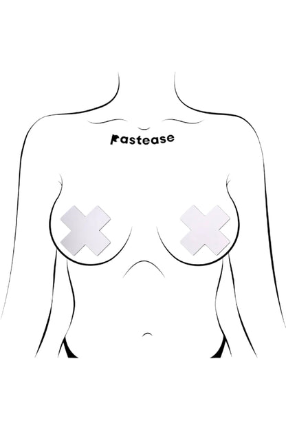 Solid Cross Nipple Pasties Pastease - White