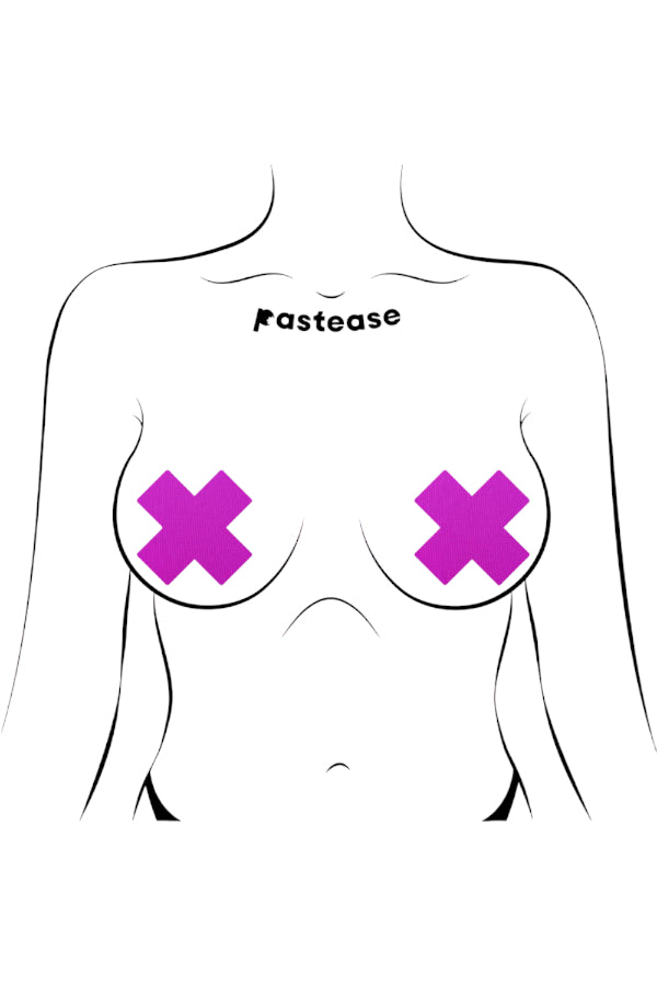 Neon Cross Nipple Pasties Pastease - Neon Purple