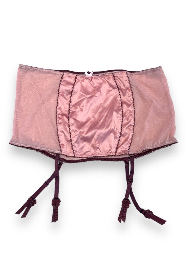 Satin and Lace Garter Skirt - Pink