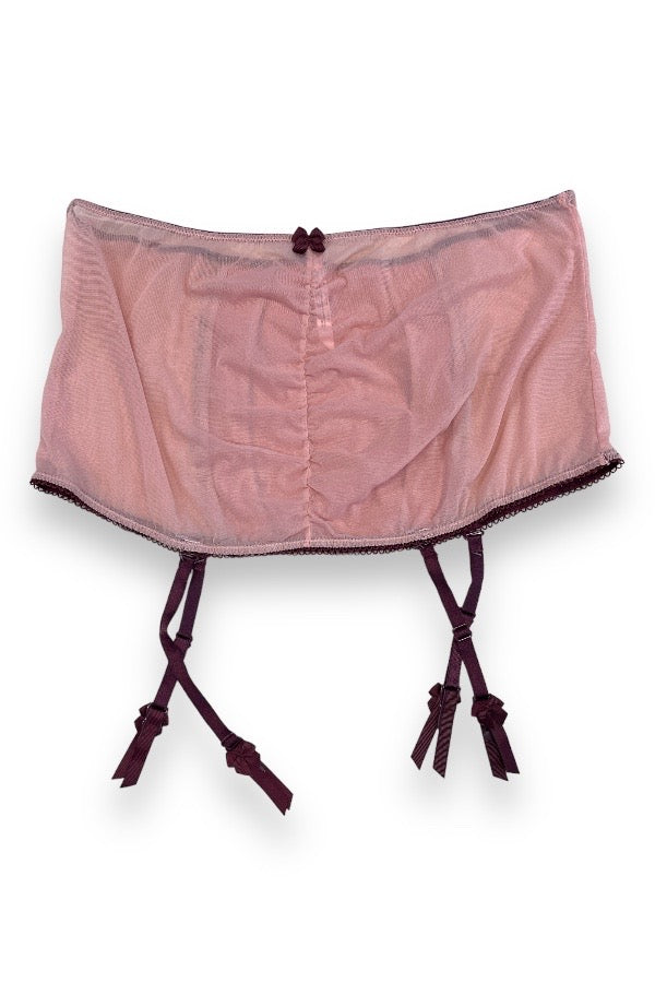 Satin and Lace Garter Skirt - Pink