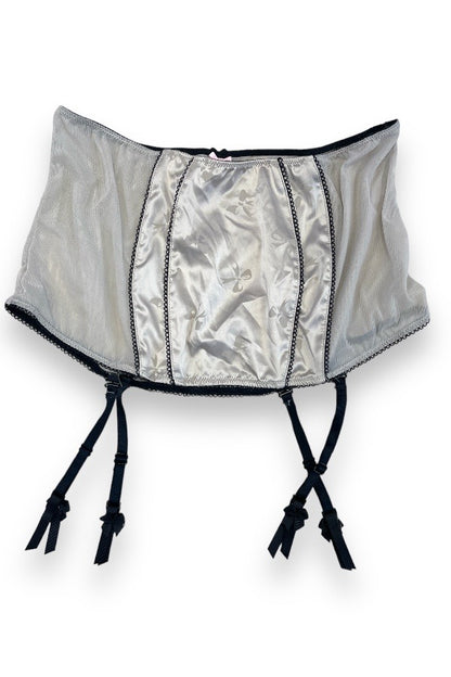Satin and Lace Garter Skirt - Grey