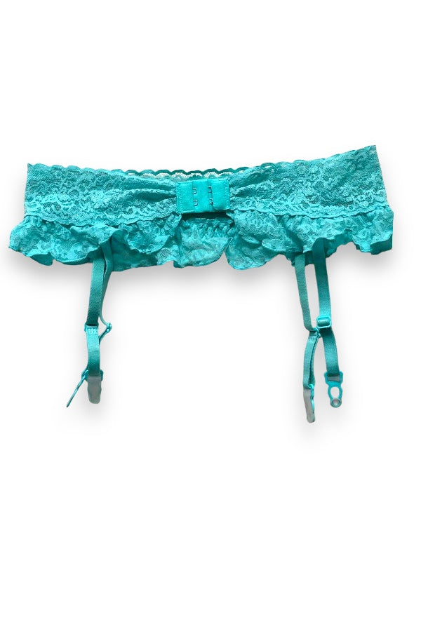 Ruffled Lace Garter Belt - Turquosie