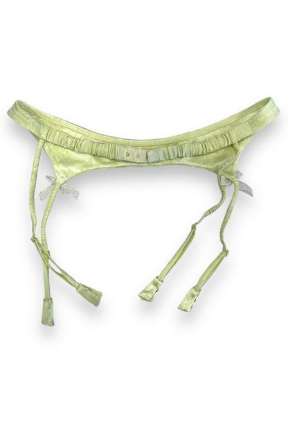 Floral Embossed Satin Garter Belt