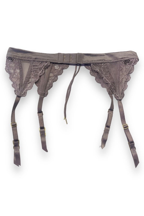 Satin and Lace Triangle Garter Belt #4203 GRAY FASHION Satin and Lace Triangle Garter Belt #4203 GRAY FASHION