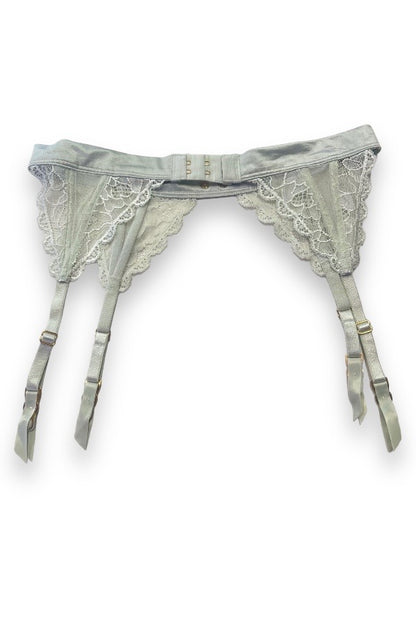 Satin and Lace Triangle Garter Belt #4203 GRAY FASHION Satin and Lace Triangle Garter Belt #4203 GRAY FASHION