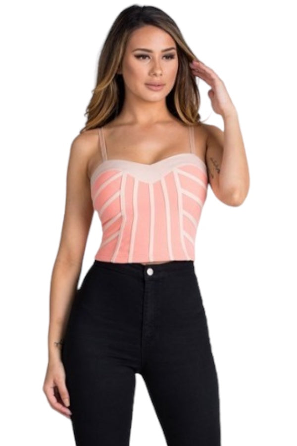 Sweetheart Piping Contrast Top