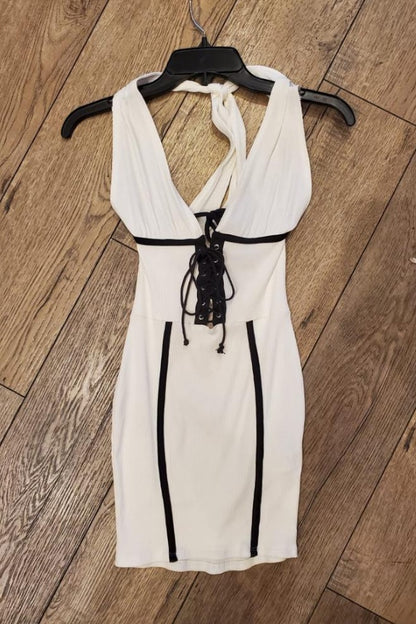 Cinched Corset Halter Dress