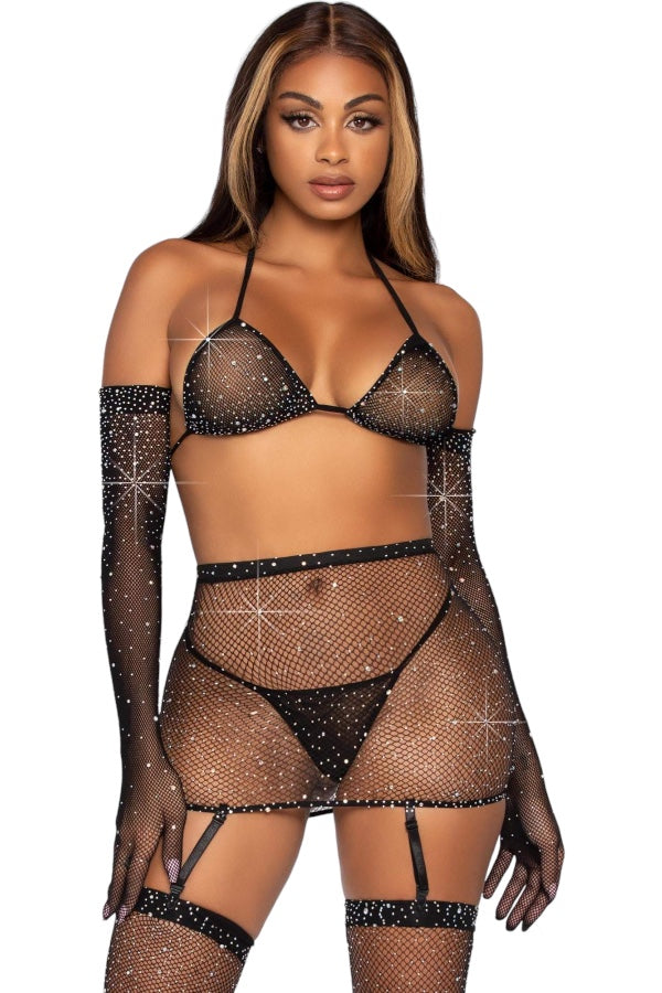 Risk Taker Rhinestone Bra Set