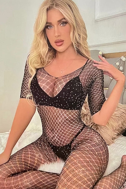 Rhinestone Fishnet Bodystocking