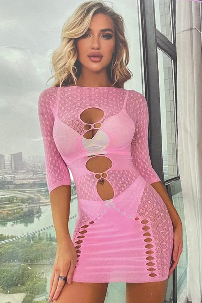 3/4 Sleeve Polka Dot Cut Out Dress