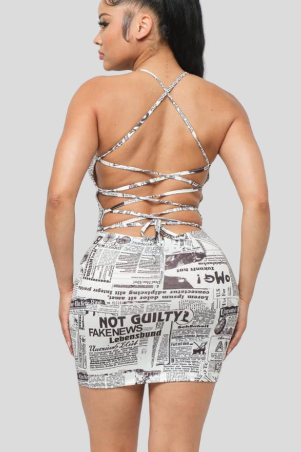 Not Guilty Newspaper Mini Dress