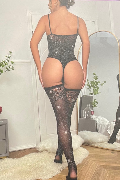 Rhinestone Lace Bodysuit Set