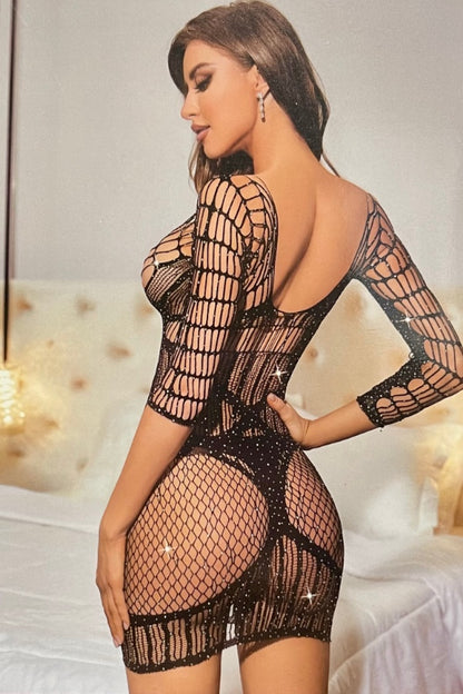 Stone Web Rhinestone Fishnet Dress