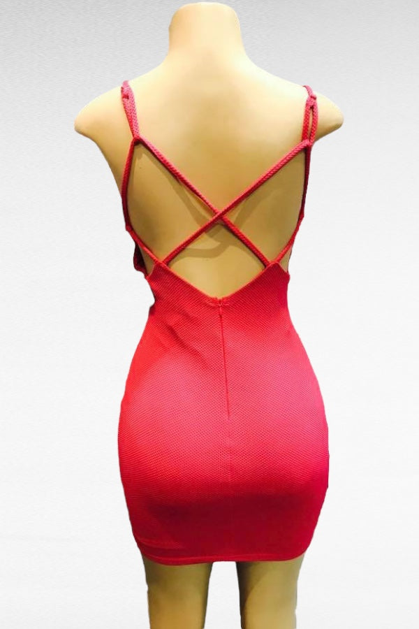 Strappy Crossed Back Textured Dress